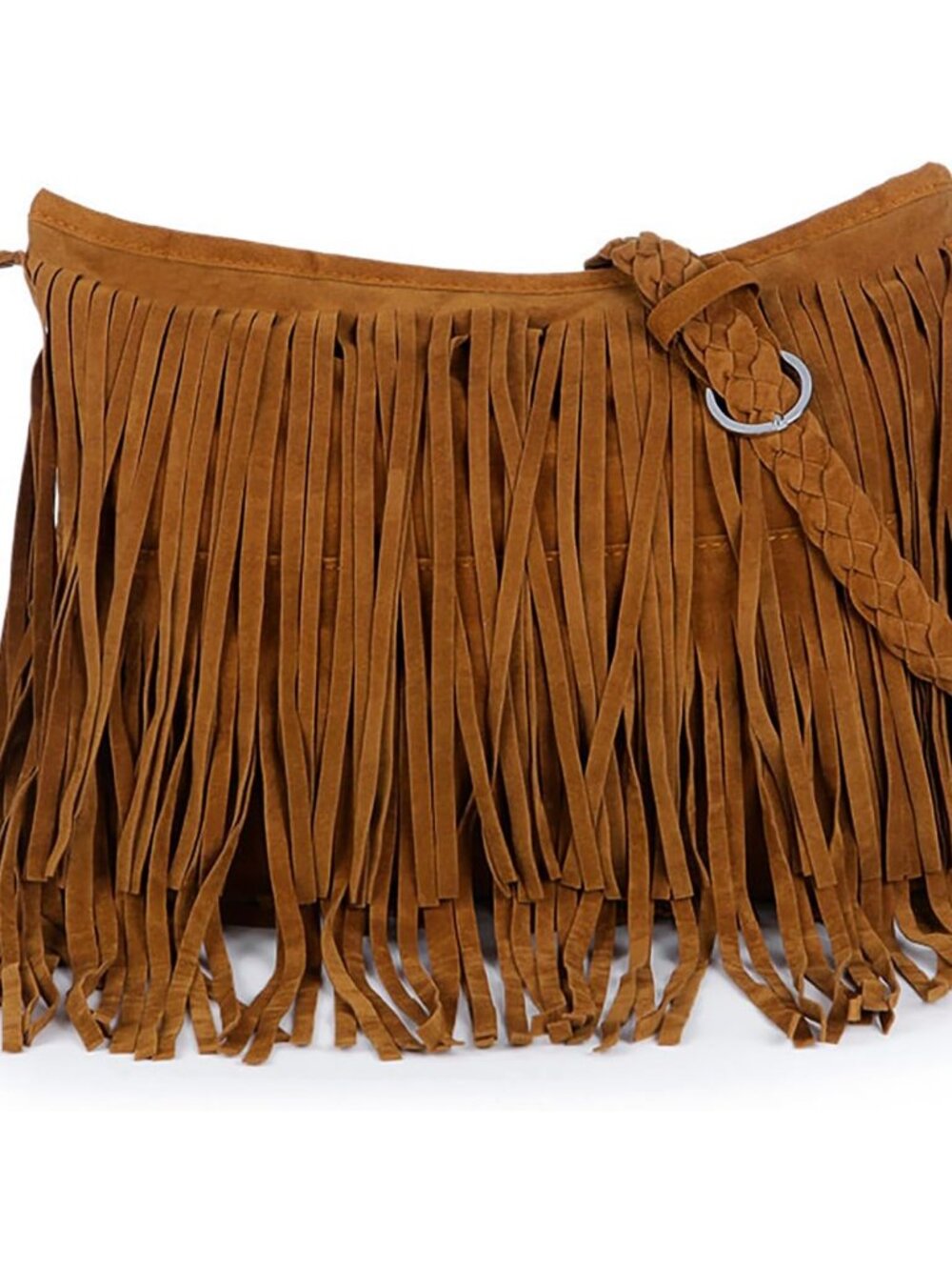 Fringe Crossbody Bags Women, Large Tassels Shoulder Bag with Woven Shoulder Stra
